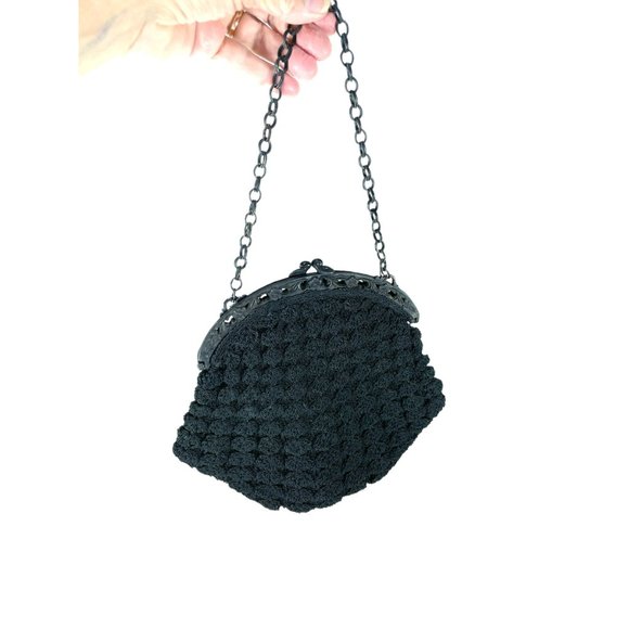 1930s celluloid love birds frame crocheted handbag with chain handle - Picture 8 of 8